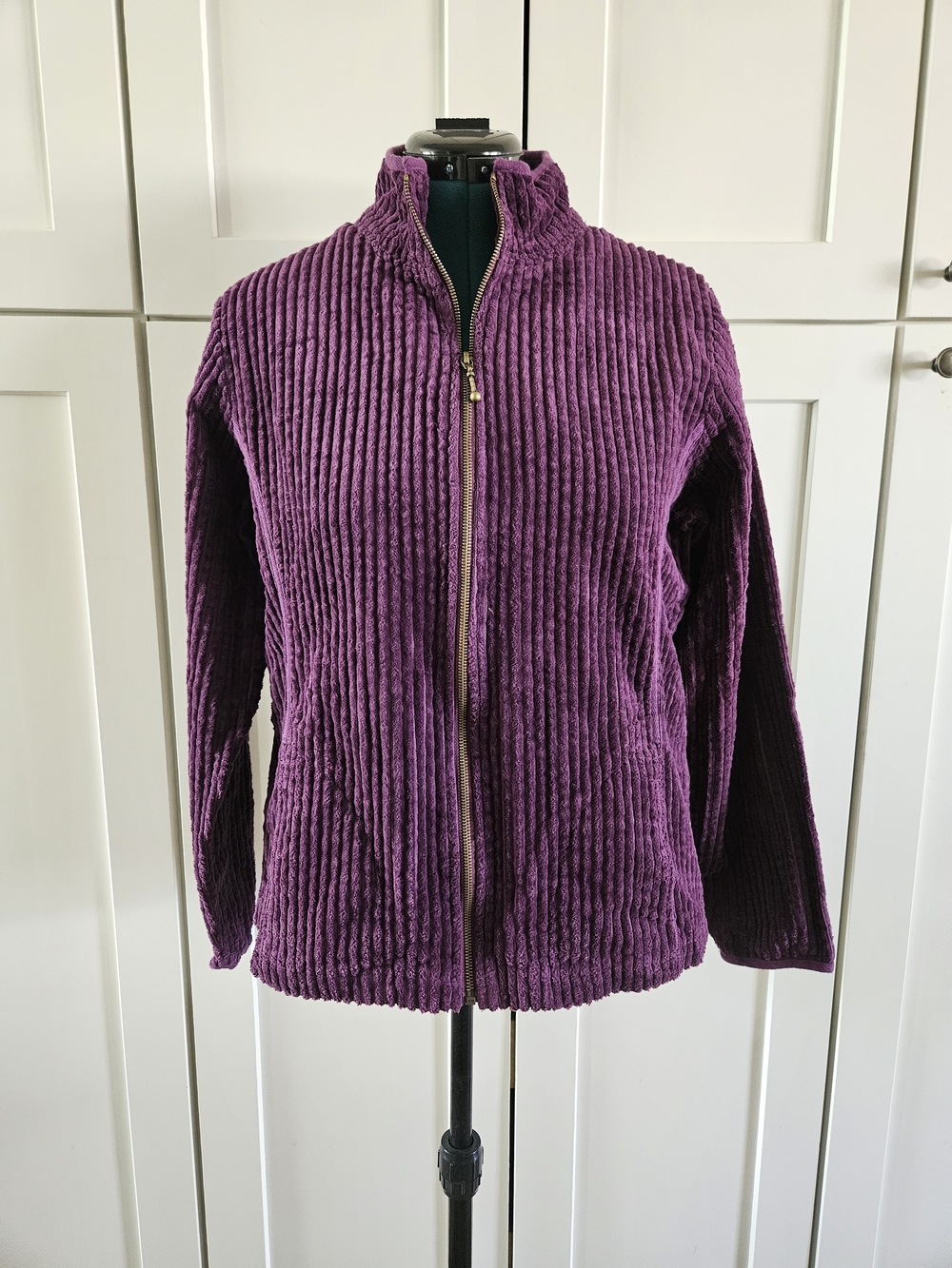 Woolrich Deep Plum Ribbed Teddy Zip Jacket